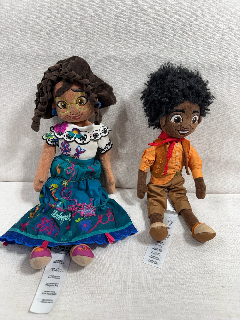 Disney Brown Black Teal Pink Plush Dolls Set - Mirabel & Antonio